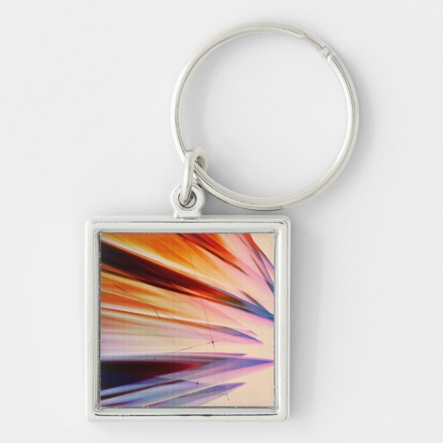 Bunte abstrakte Gegenstände gegen Weiß Schlüsselanhänger (Vorne)