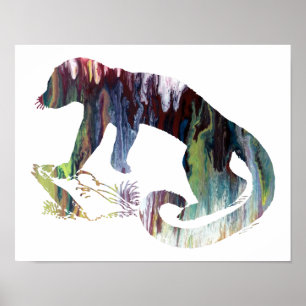 Bunte abstrakte Kinkajou Silhouette Poster
