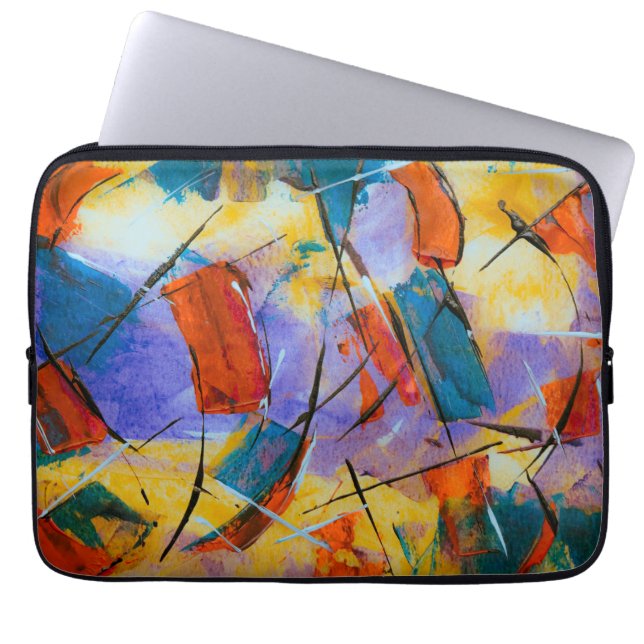 Bunte abstrakte Kunst auf Computertasche Laptopschutzhülle (Vorderseite)