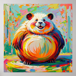 Bunte abstrakte Kunst des riesigen Pandabären Desi Poster