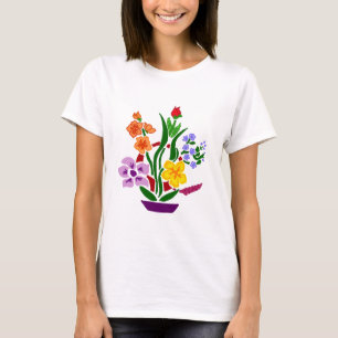 Bunte abstrakte Kunst-mit Blumenanordnung T-Shirt
