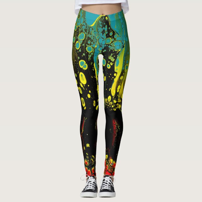 Bunte abstrakte Leggings - "der Anfang " (Vorderseite)