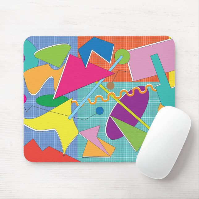 Bunte Abstrakte Lustige Grafische Formen Mauspad (Mit Mouse)