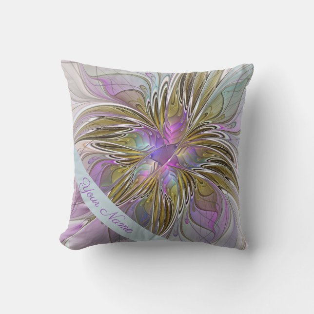 Bunte abstrakte mit Blumenkunst mit Rosa u. Kissen (Vorderseite)