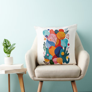 Bunte Abstrakte Organische Formen Boho Floral Kissen
