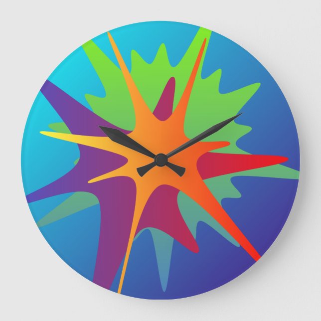 Bunte abstrakte Spritzen-Wand-Uhr Große Wanduhr (Vorderseite)