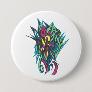 Bunte Abstrakte Stammes-Tätowierkunst Button