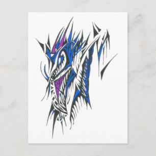 Bunte abstrakte Stammes-Tätowierung Drache Postkarte