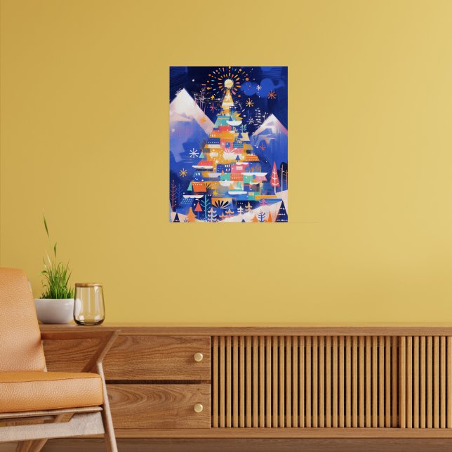 Bunte abstrakte Weihnachtsbaum Poster (Wohnzimmer 2)