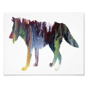 Bunte abstrakte Wolf-Silhouette Fotodruck