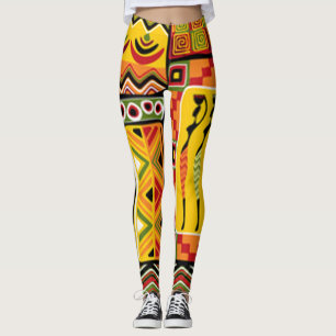 Bunte afrikanische Muster-Druck-Collage Leggings