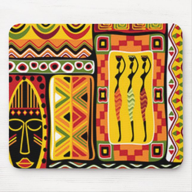 Bunte afrikanische Muster-Druck-Collage Mousepad (Vorne)