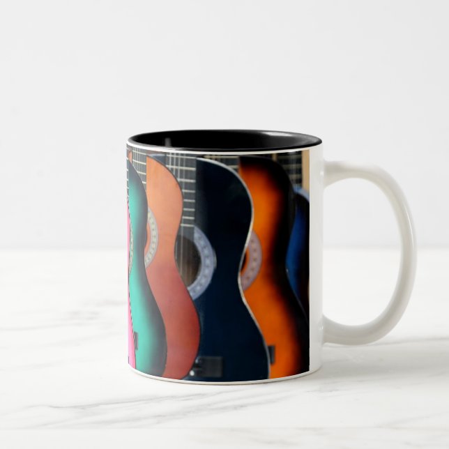Bunte Akustikgitarre-Kaffee-Tasse Zweifarbige Tasse (Rechts)