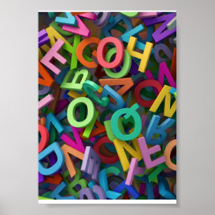 Bunte Alphabet-Buchstaben-Typografie Spielend Lern Poster