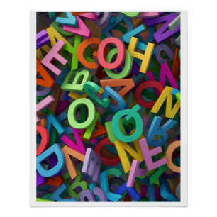 Bunte Alphabet-Buchstaben-Typografie Spielend Lern Poster