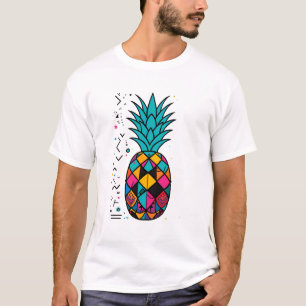 Bunte Ananas Im Geometrischen Mosaik-Stil T-Shirt