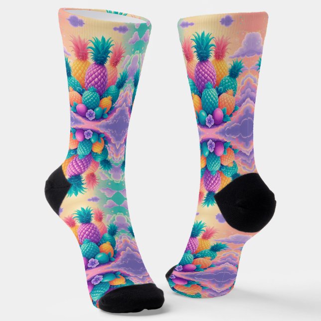 Bunte Ananas Socken (Gewinkelt)