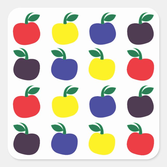 Bunte Äpfel Früchte  Quadratischer Aufkleber (Vorderseite)