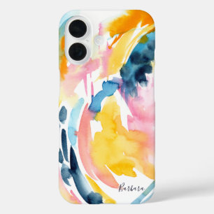 Bunte Aquarell-Abstraktkunst Individuelle Handyhül iPhone 16 Hülle