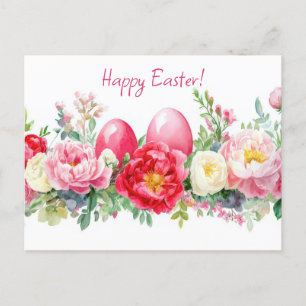 Bunte Aquarell Oster Postkarte mit Frühlingsblumen