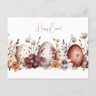 Bunte Aquarell Oster Postkarte mit Frühlingsblumen