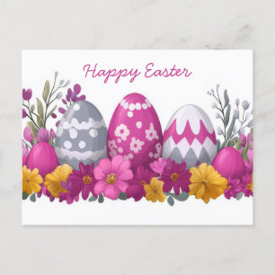 Bunte Aquarell Oster Postkarte mit Frühlingsblumen