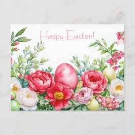 Bunte Aquarell Oster Postkarte mit Frühlingsblumen