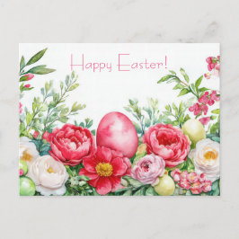 Bunte Aquarell Oster Postkarte mit Frühlingsblumen