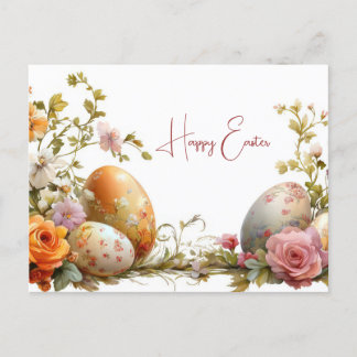 Bunte Aquarell Oster Postkarte mit Frühlingsblumen