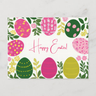 Bunte Aquarell Oster Postkarte mit Frühlingsblumen