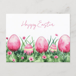 Bunte Aquarell Oster Postkarte mit Frühlingsblumen