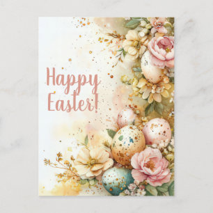 Bunte Aquarell Oster Postkarte mit Ostereiern