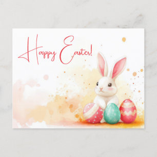 Bunte Aquarell Oster Postkarte mit Ostereiern