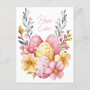 Bunte Aquarell Oster Postkarte mit Ostereiern