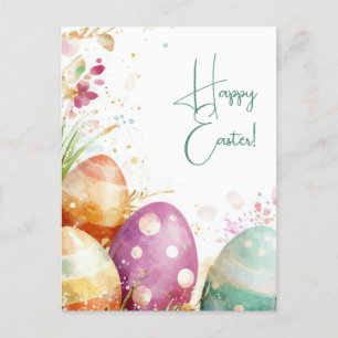 Bunte Aquarell Oster Postkarte mit Ostereiern