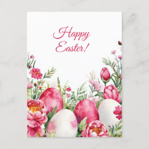 Bunte Aquarell Oster Postkarte mit Ostereiern