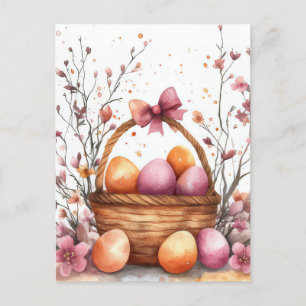 Bunte Aquarell Oster Postkarte mit Ostereiern