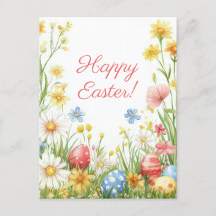 Bunte Aquarell Oster Postkarte mit Ostereiern