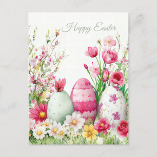 Bunte Aquarell Oster Postkarte mit Ostereiern