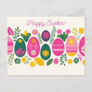 Bunte Aquarell Oster Postkarte mit Ostereiern