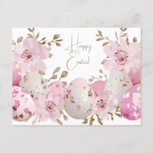 Bunte Aquarell Oster Postkarte mit Ostereiern