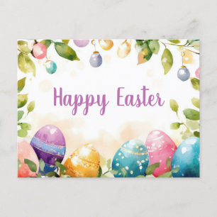 Bunte Aquarell Oster Postkarte mit Ostereiern