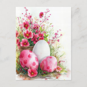 Bunte Aquarell Oster Postkarte mit Ostereiern