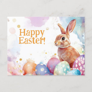 Bunte Aquarell Oster Postkarte mit Ostereiern