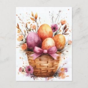 Bunte Aquarell Oster Postkarte mit Ostereiern