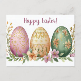 Bunte Aquarell Oster Postkarte mit Ostereiern