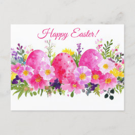 Bunte Aquarell Oster Postkarte mit Ostereiern