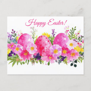 Bunte Aquarell Oster Postkarte mit Ostereiern