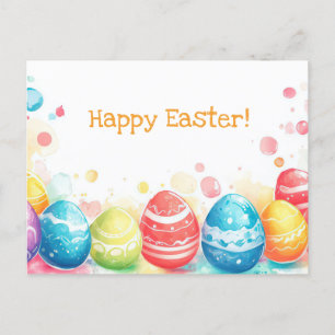 Bunte Aquarell Oster Postkarte mit Ostereiern