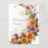 Bunte Aquarell Oster Postkarte mit Ostereiern